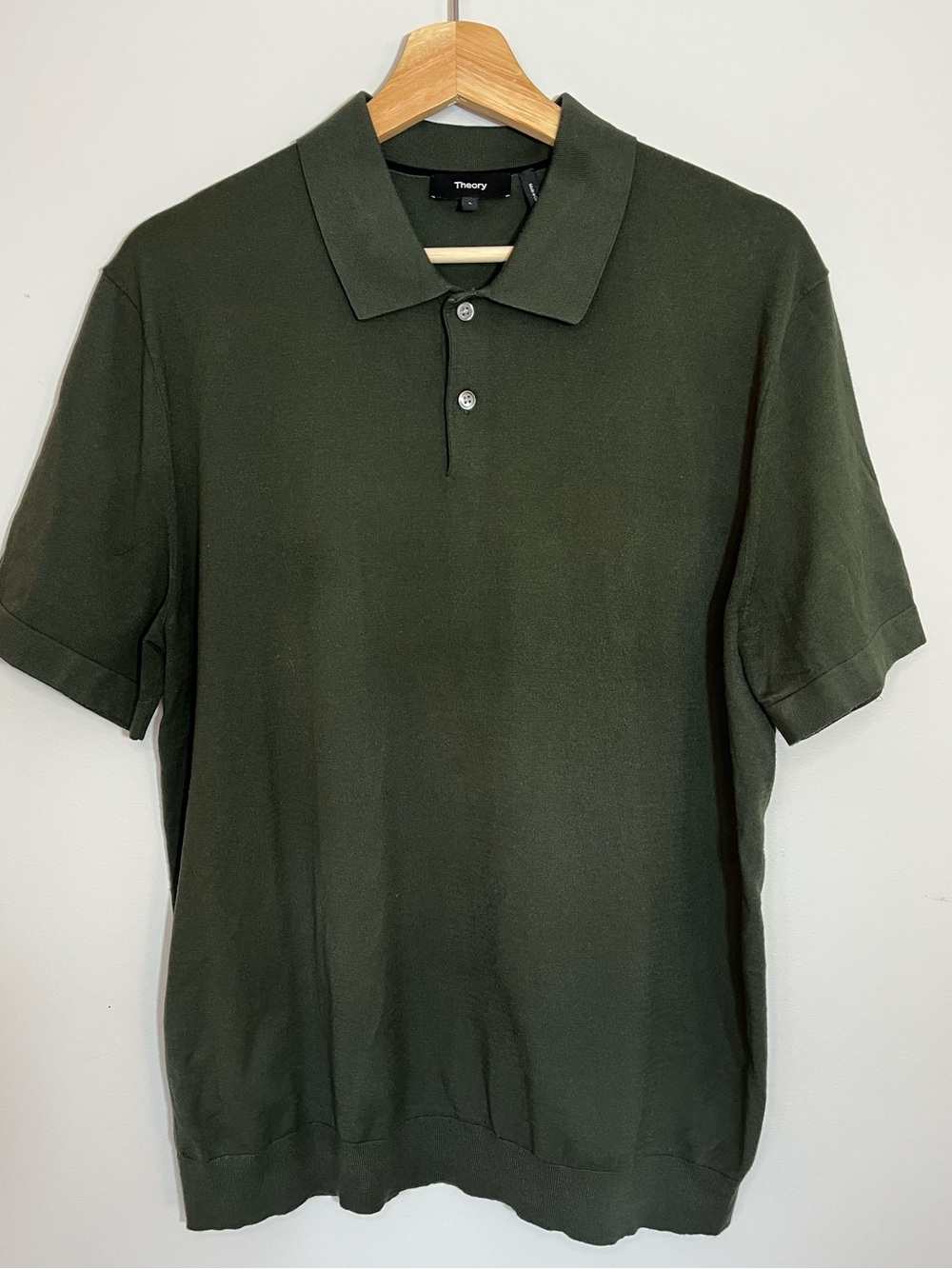 Theory Olive Green Goris Polo Shirt Minimalist Men’s Large